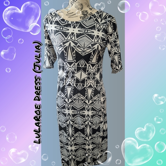 LuLaRoe Julia Geometric Printed quarter sleeve Dress Sz XS NWT - Picture 1 of 14
